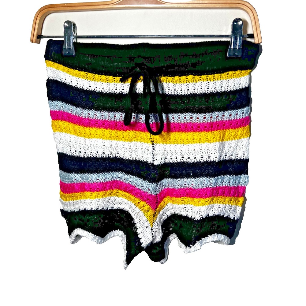 Jolie & Joy Women's Small Crochet Shorts Colorful Stripe Drawstring Festival